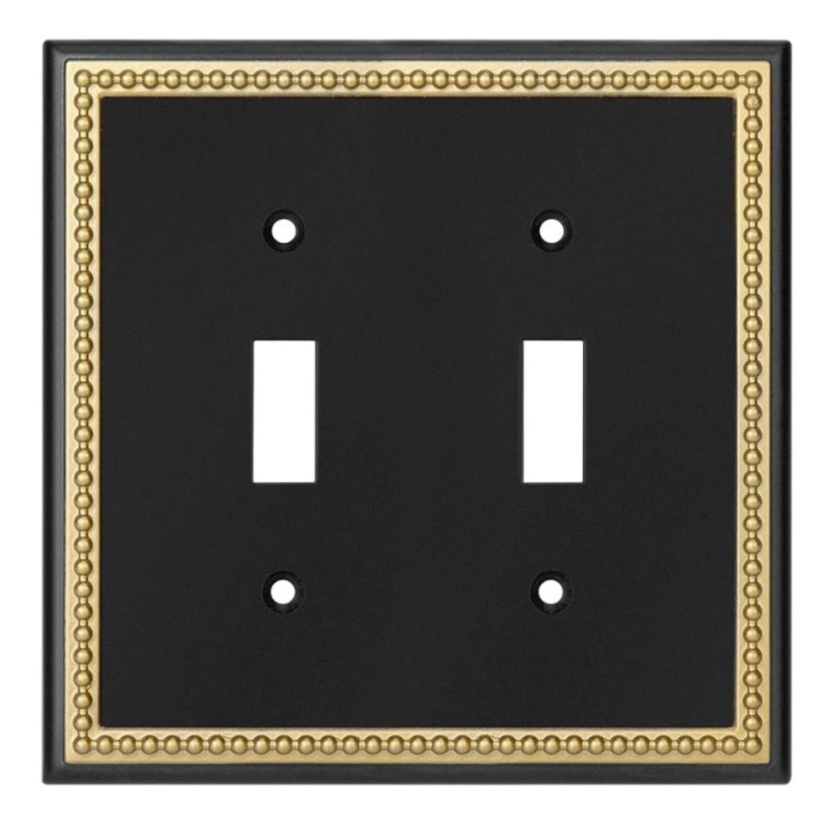 Harmon Black and Brushed Gold Double Toggle Decorative Switchplate Cover