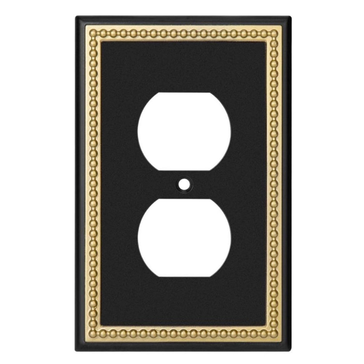 Harmon Black and Brushed Gold Single Duplex Decorative Outlet Cover