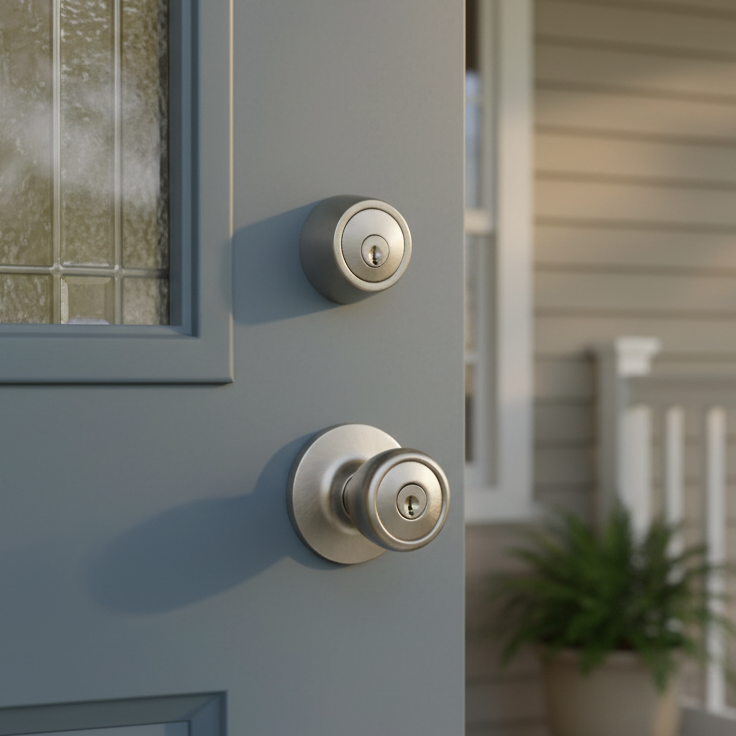 Salem Satin Nickel Entry Knob with Matching Single Cylinder Deadbolt Combo Pack