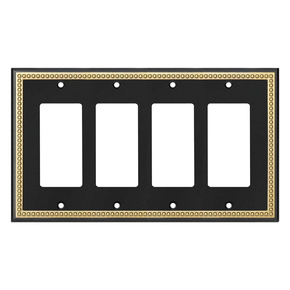 Harmon Black and Brushed Gold Quad Decora Decorative Switchplate Cover