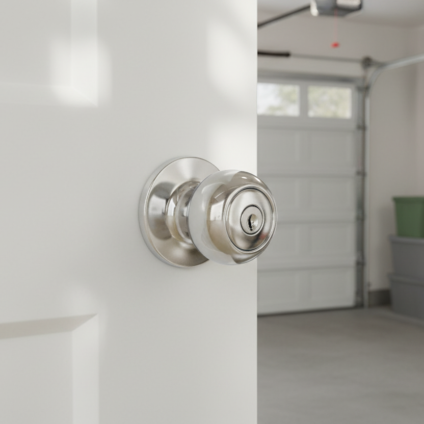 Bedford Keyed Entry Door Knob, Polished Chrome