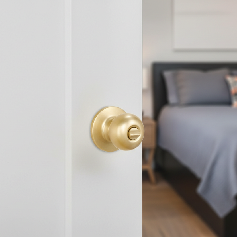 Bedford Privacy Door Knob, Satin Brass