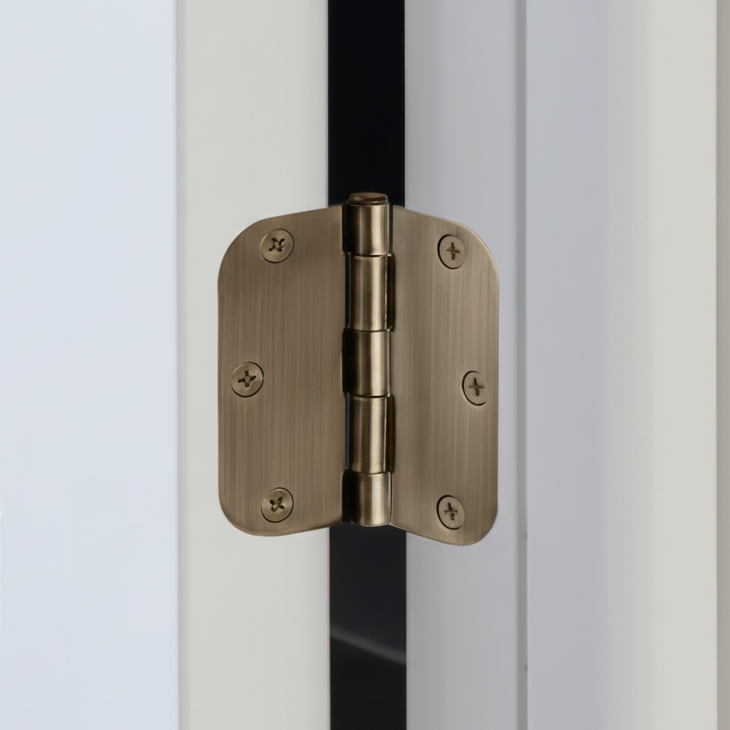 Door Hinge, Antique Brass, 3-1/2" with 5/8" Radius Corners