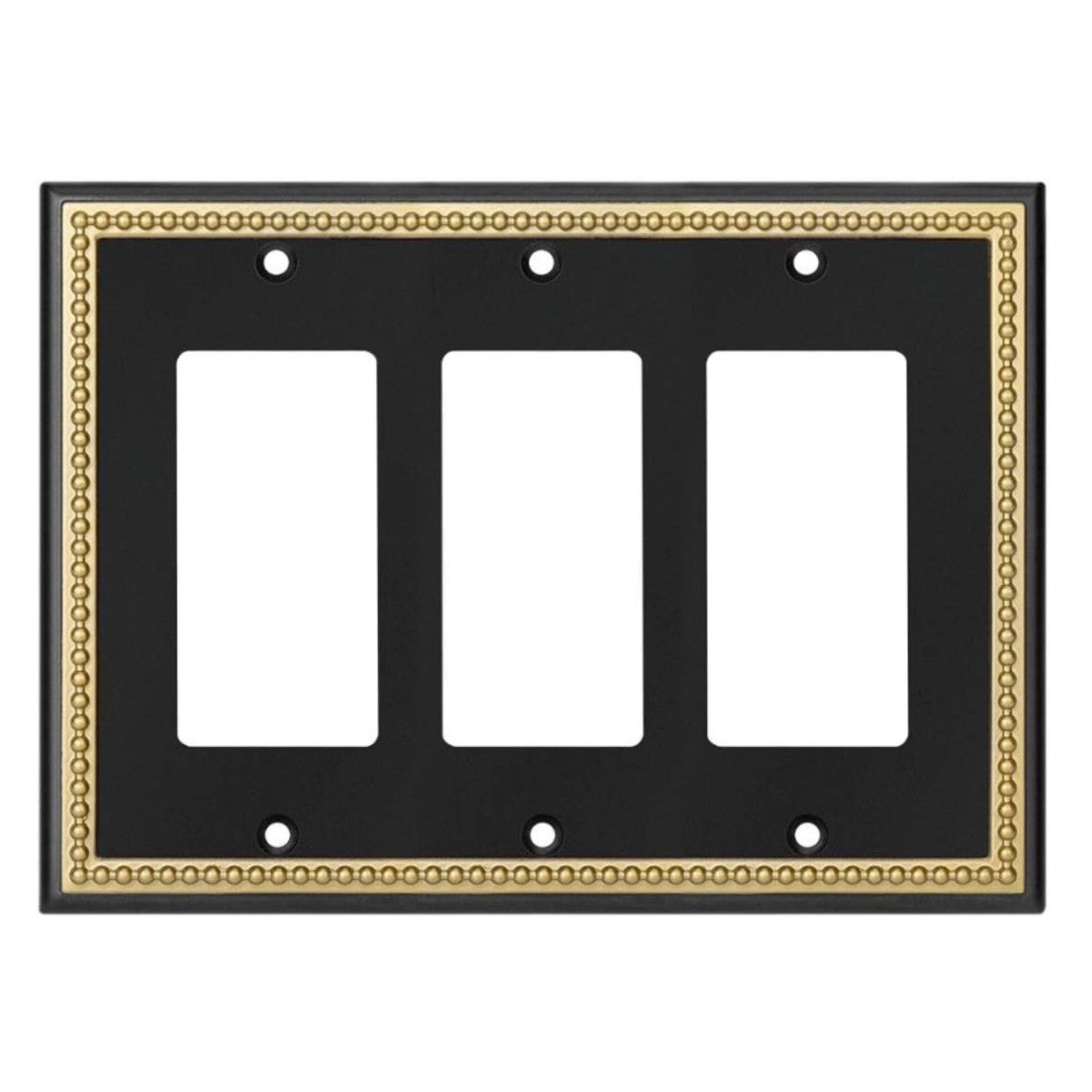 Harmon Black and Brushed Gold Triple Decora Decorative Switchplate Cover
