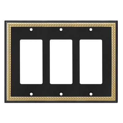 Harmon Black and Brushed Gold Triple Decora Decorative Switchplate Cover