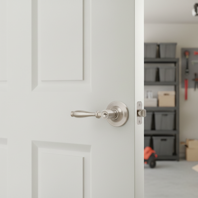 Villa Entry Door Lever, Satin Nickel