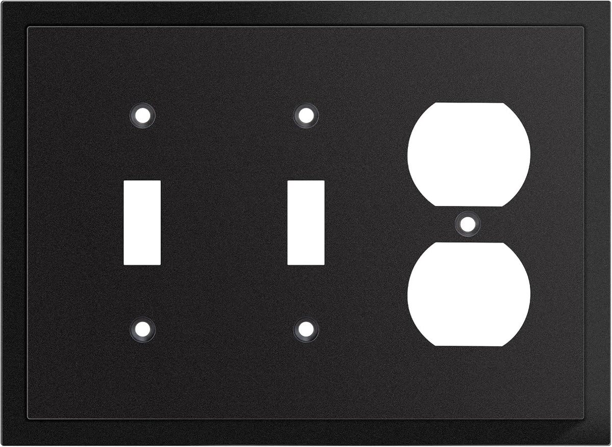 Harmon Matte Black Double Toggle / Single Duplex Modern Edge Switchplate Cover