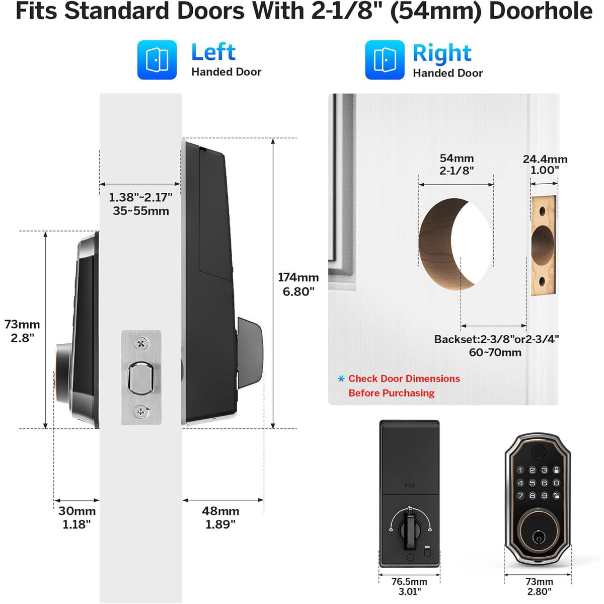 Keyless Entry E02-F Oil Rubbed Bronze Keypad Smart Deadbolt
