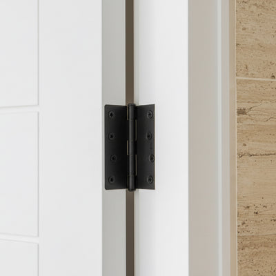 Door Hinge, Matte Black 4" with Square Corners