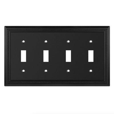 Harmon Matte Black Quad Toggle Decorative Switchplate Cover