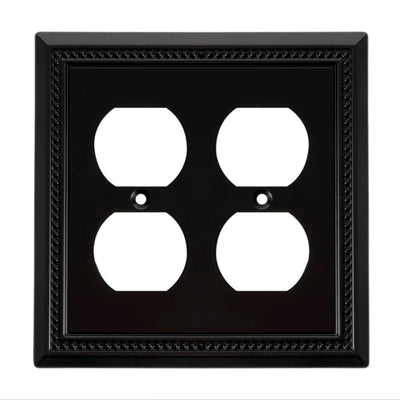 Harmon Matte Black Double Duplex Decorative Outlet Cover
