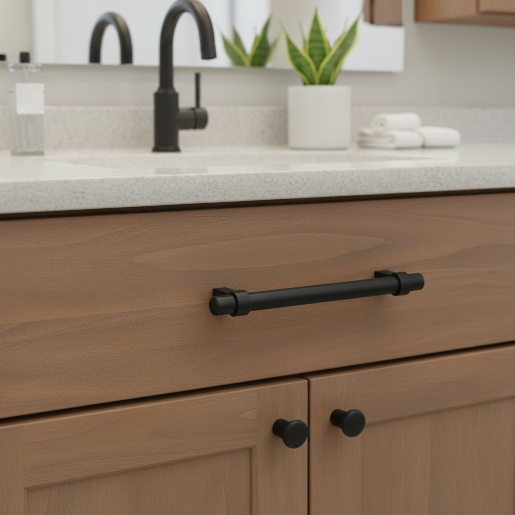 Cosmas 161-4FB Flat Black Euro Style Bar Pull