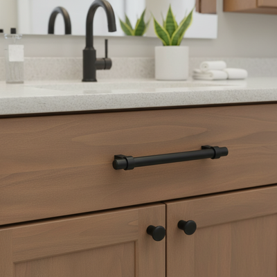 Cosmas 161-4FB Flat Black Euro Style Bar Pull