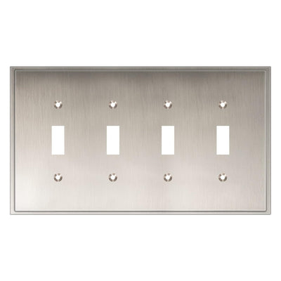 Harmon Satin Nickel Quad Toggle Soft Modern Switchplate Cover