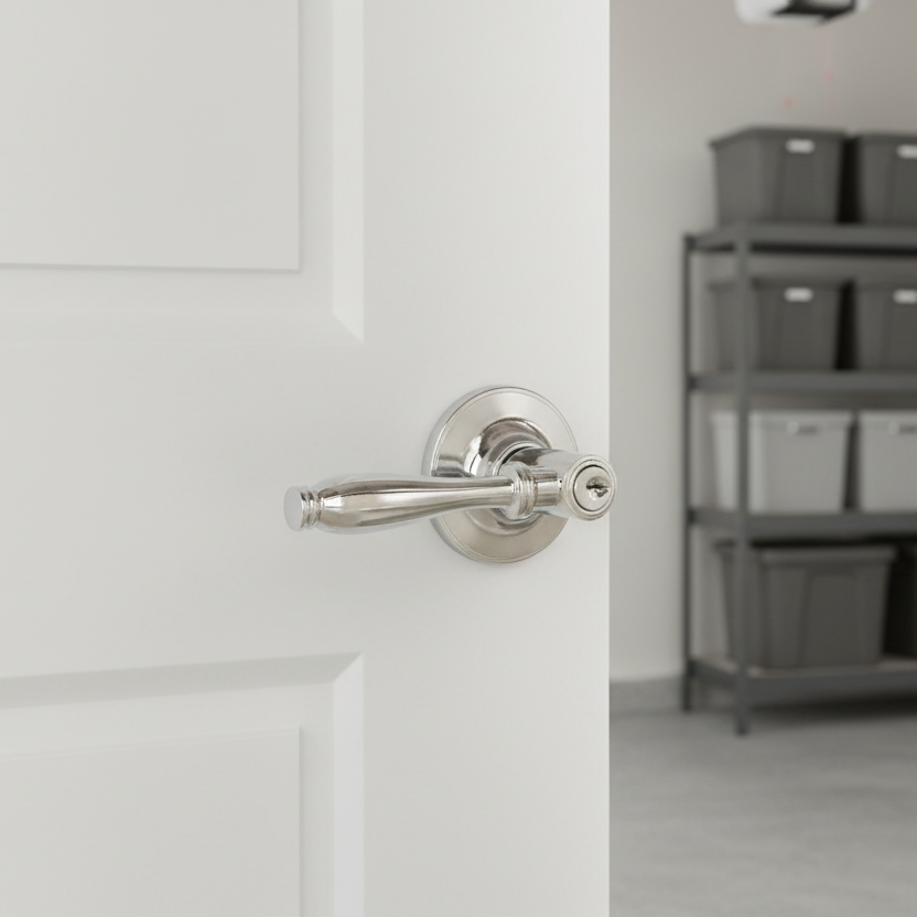 Villa Entry Door Lever, Polished Chrome