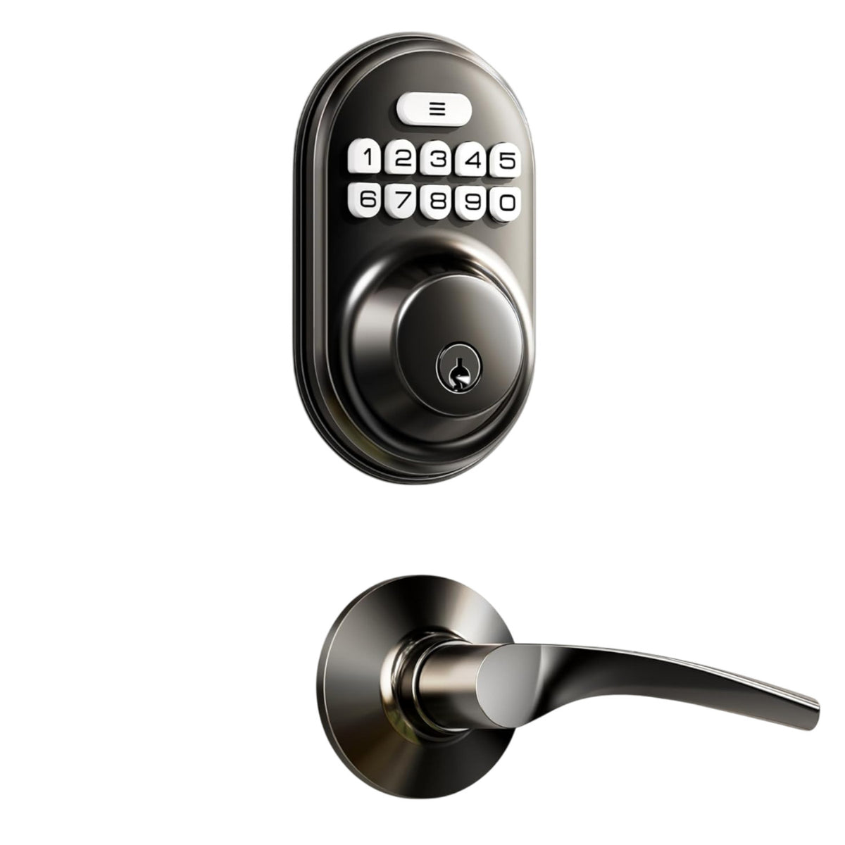 Keyless Entry RZ-A Matte Black Keypad Deadbolt with Door Lever