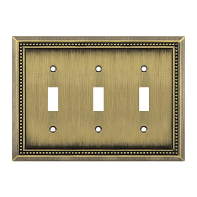 Harmon Antique Brass Triple Toggle Decorative Switchplate Cover