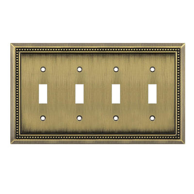 Harmon Antique Brass Quad Toggle Decorative Switchplate Cover