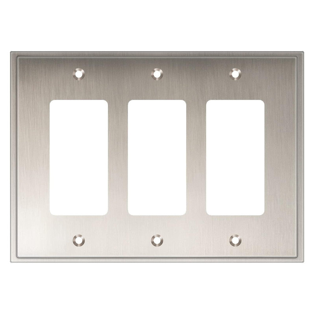 Harmon Satin Nickel Triple Decora Soft Modern Switchplate Cover