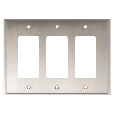 Harmon Satin Nickel Triple Decora Soft Modern Switchplate Cover
