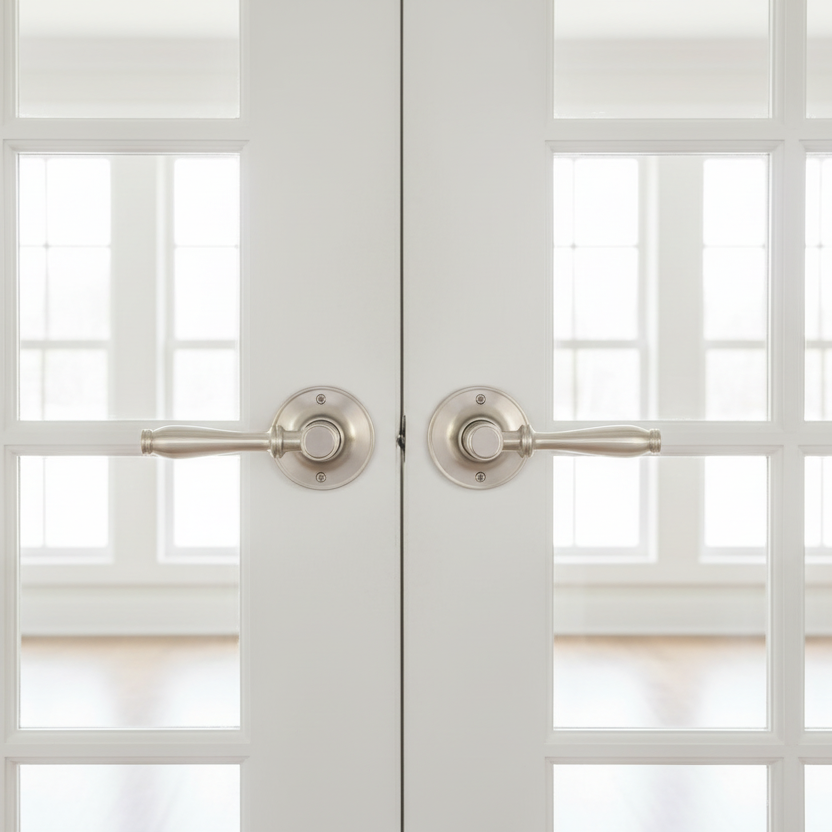 Villa Dummy Door Lever, Satin Nickel