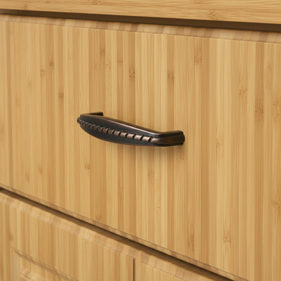 Bamboo drawer with a oil rubbed bronze cabinet handle