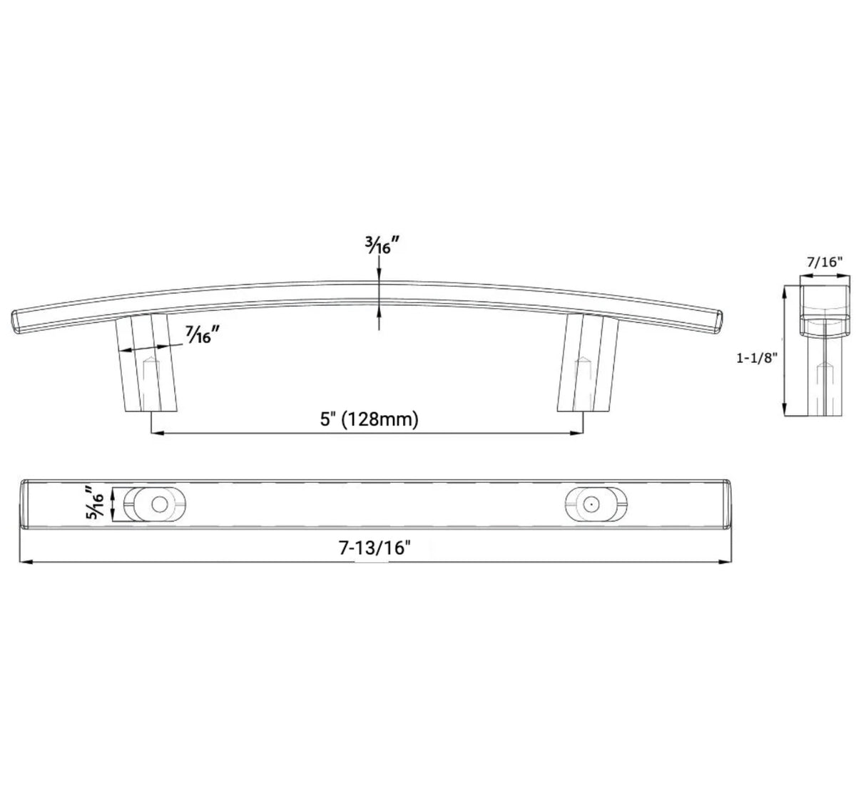 Diversa Gold Champagne 5&quot; (128mm) Subtle Arch Cabinet Pull
