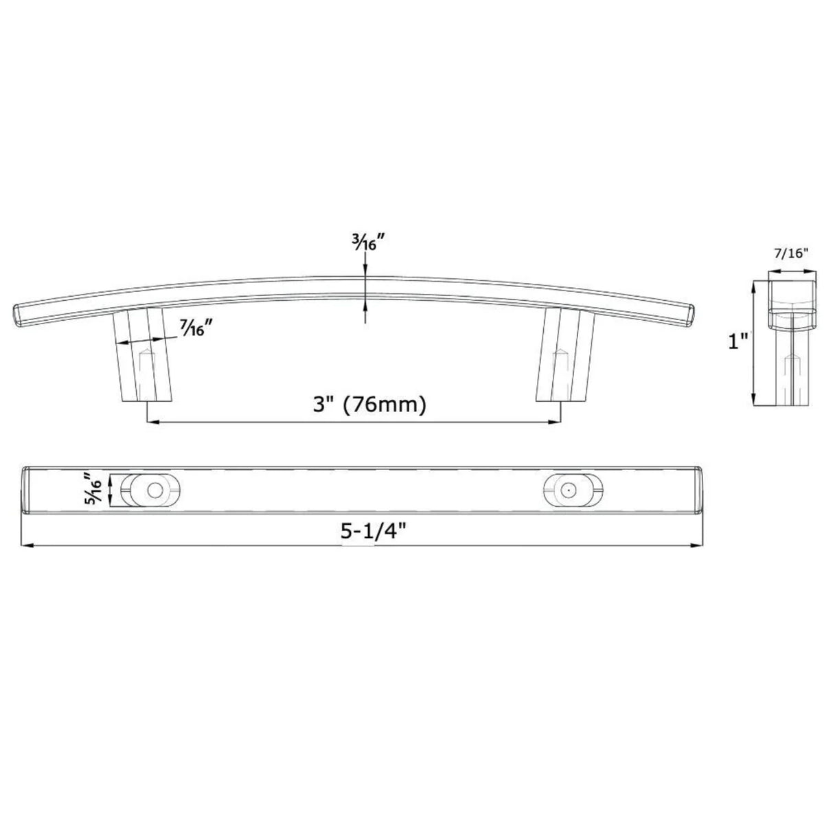 Diversa Gold Champagne 3&quot; (76mm) Subtle Arch Cabinet Pull