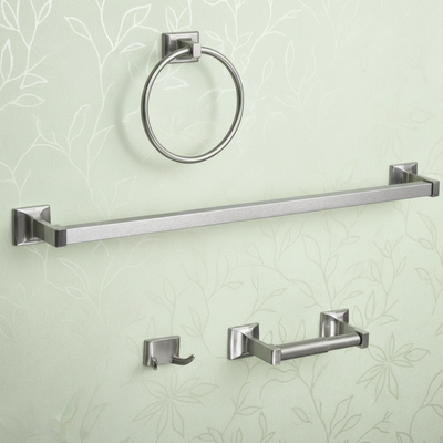 Eclipse Series 4 Piece Satin Nickel Bathroom Hardware Set