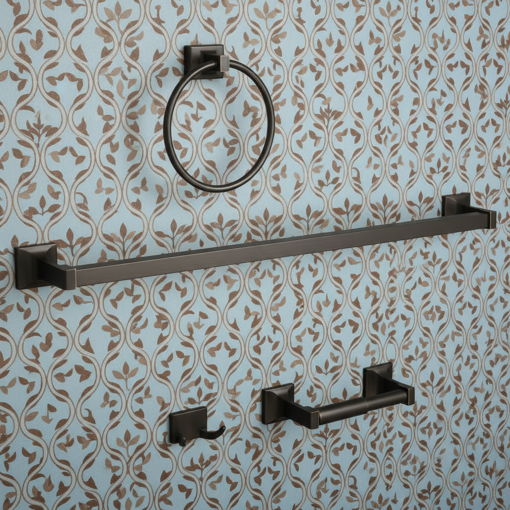 Eclipse Series 4 Piece Oil Rubbed Bronze Bathroom Hardware Set