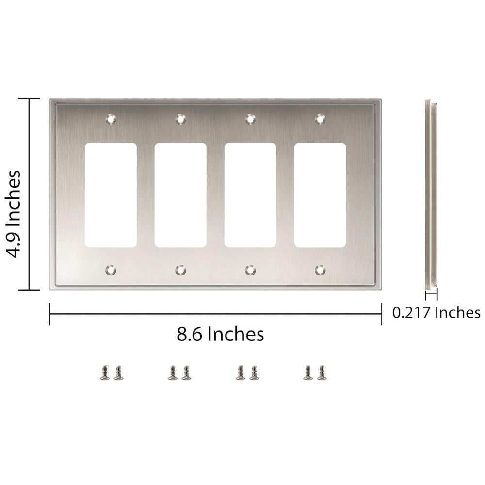 Harmon Satin Nickel Quad Decora Soft Modern Switchplate Cover