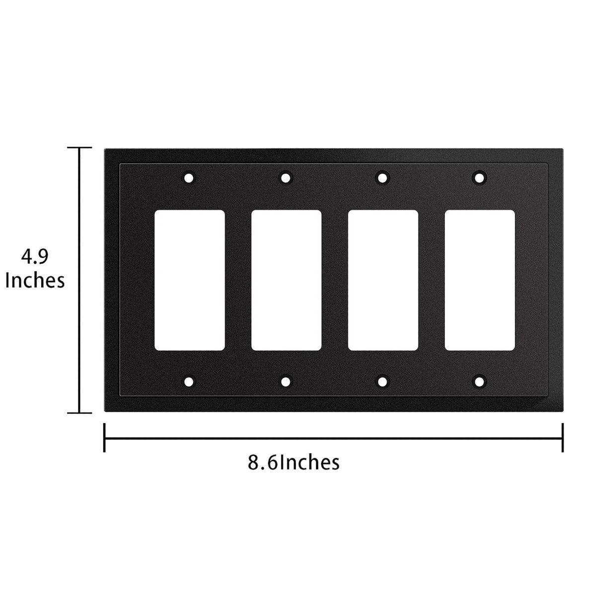 Harmon Matte Black Quad Decora Modern Edge Switchplate Cover