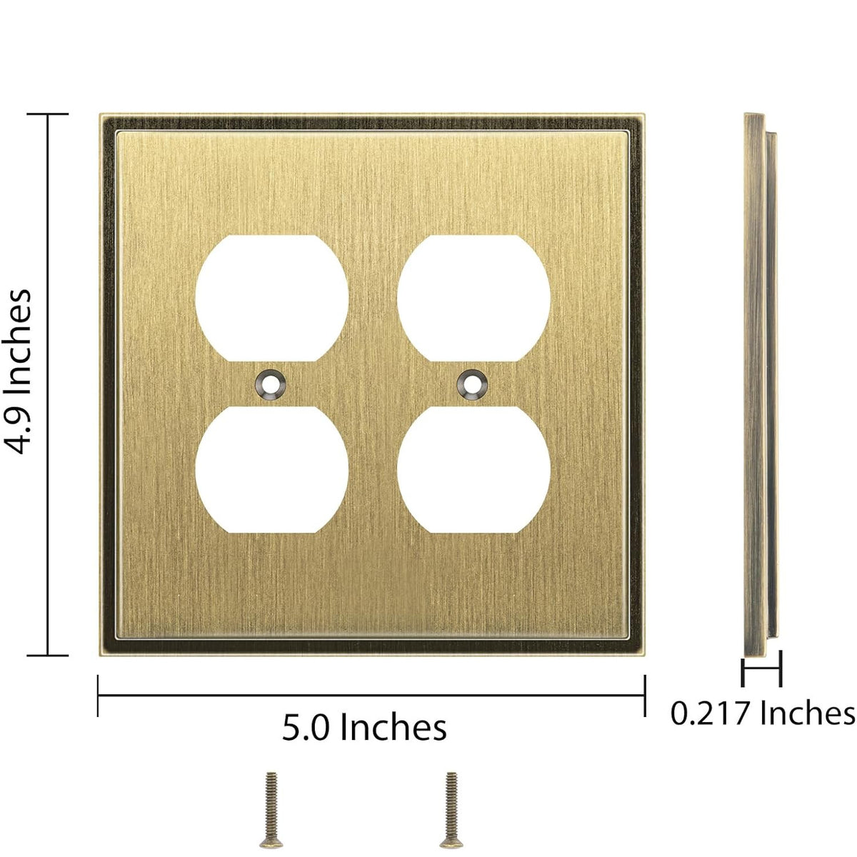 Harmon Antique Brass Double Duplex Soft Modern Outlet Cover