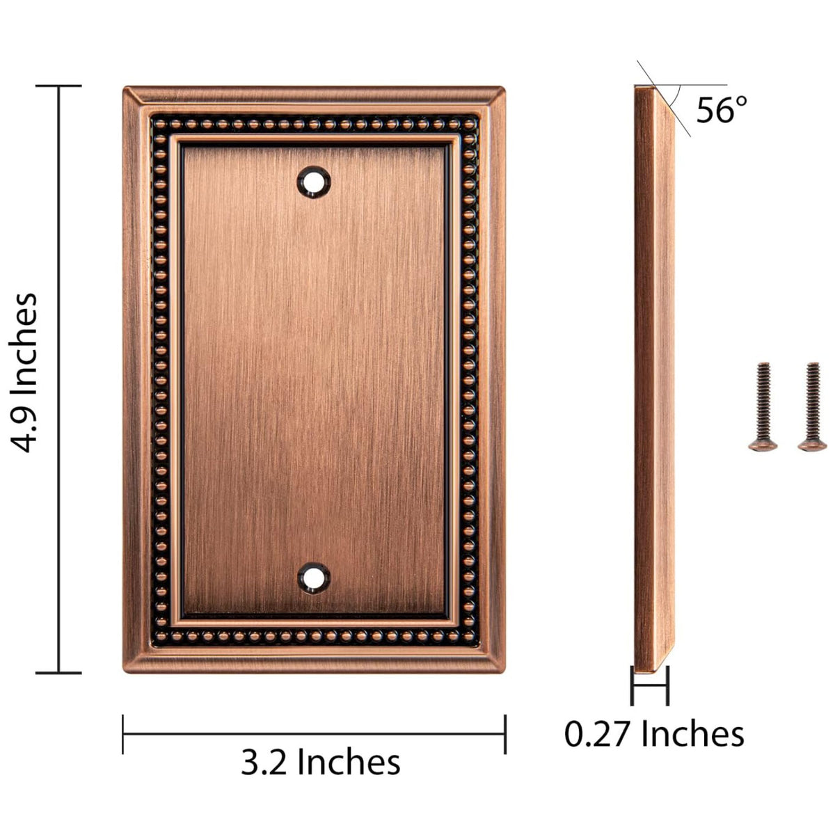 Harmon Antique Copper Single Blank Decorative Switchplate Cover