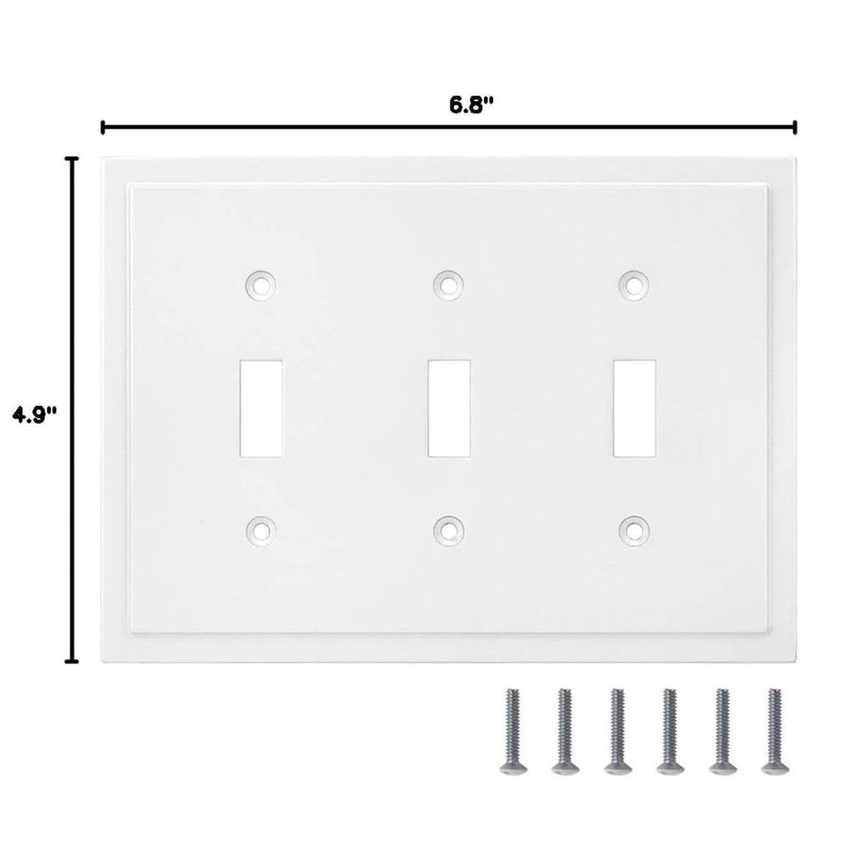 Harmon White Triple Toggle Modern Edge Switchplate Cover