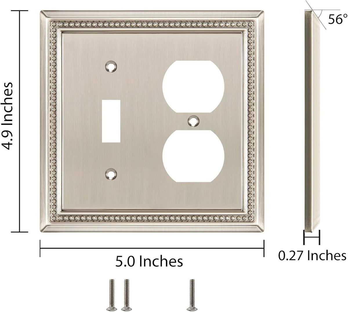 Harmon Satin Nickel Single Toggle / Single Duplex Decorative Switchplate Cover