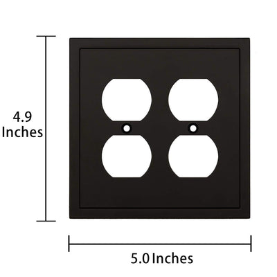 Harmon Matte Black Double Duplex Modern Edge Outlet Cover