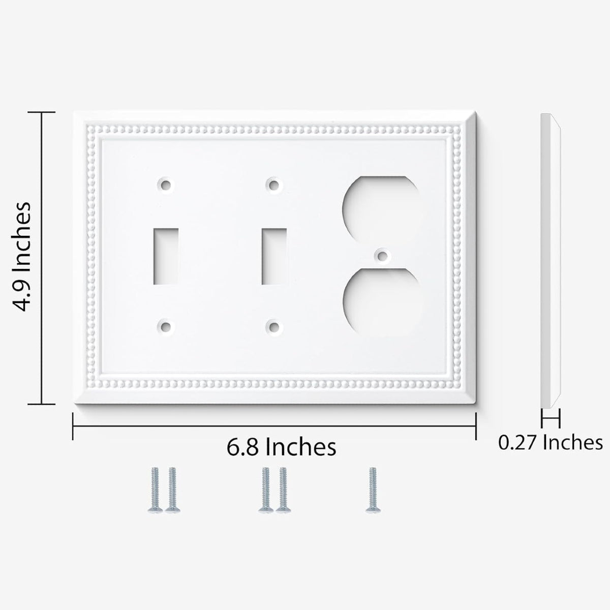 Harmon White Double Toggle / Single Duplex Decorative Switchplate Cover