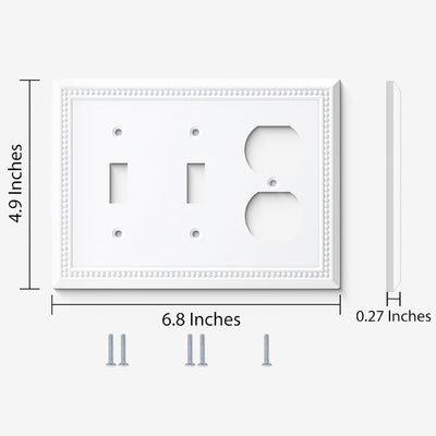 Harmon White Double Toggle / Single Duplex Decorative Switchplate Cover