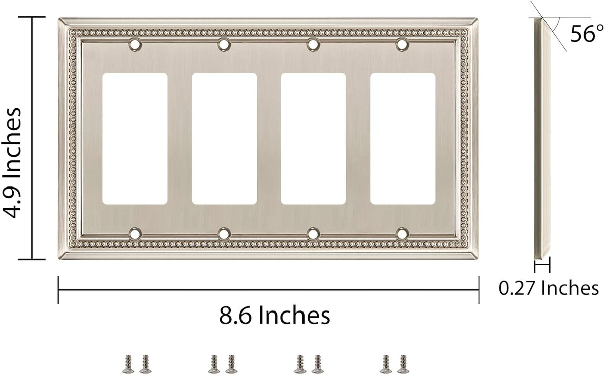 Harmon Satin Nickel Quad Decora Decorative Switchplate Cover