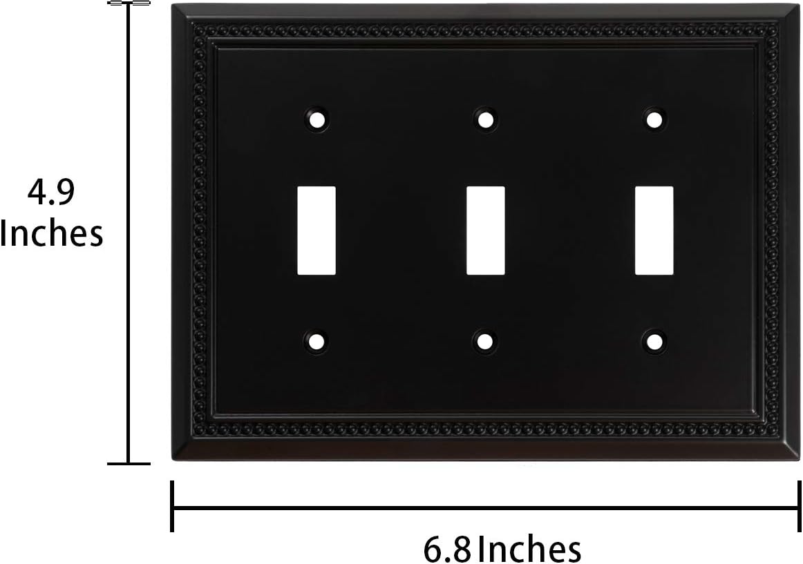Harmon Matte Black Triple Toggle Decorative Switchplate Cover