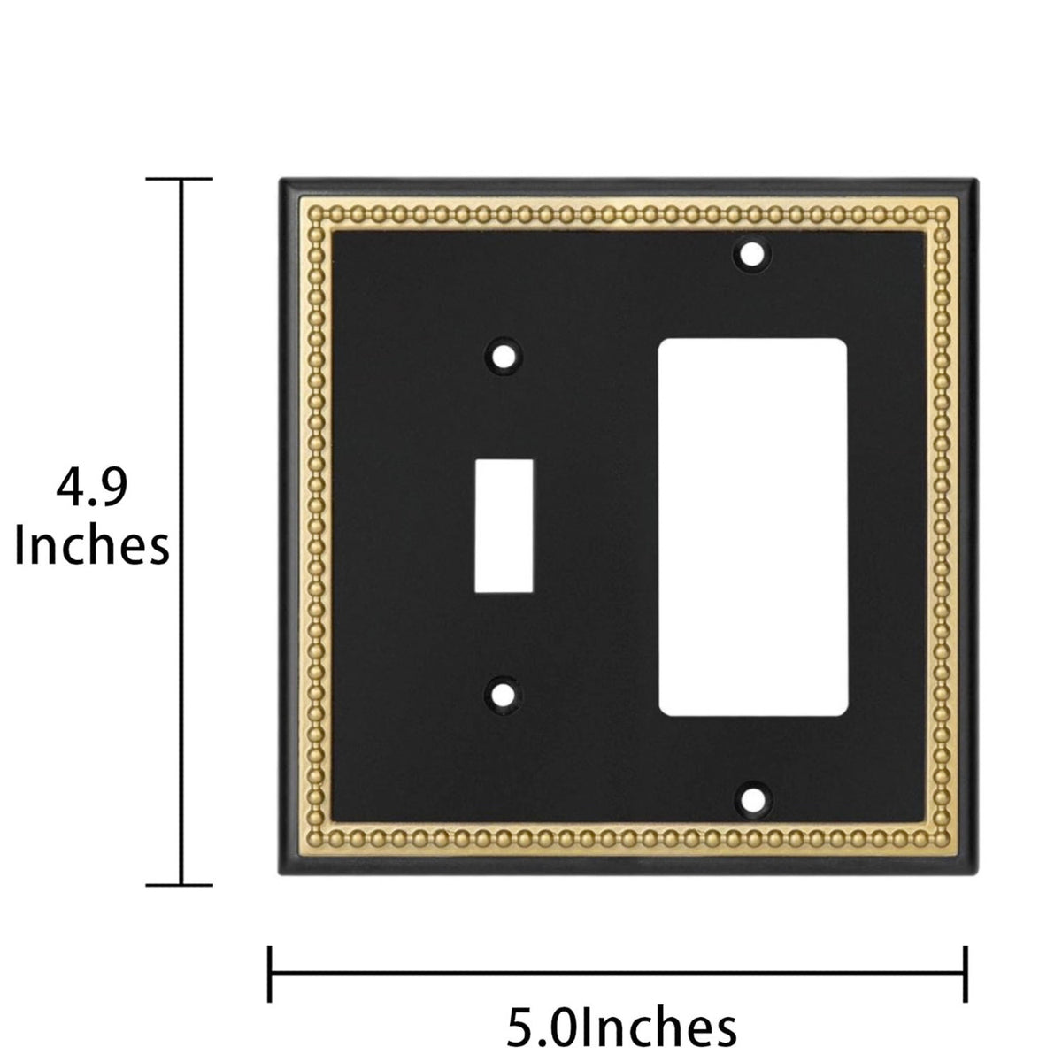 Harmon Black and Brushed Gold Single Toggle / Single Decora Decorative Switchplate Cover