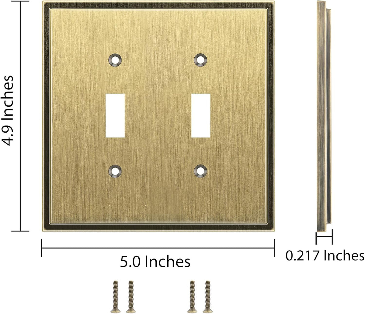 Harmon Antique Brass Double Toggle Soft Modern Switchplate Cover