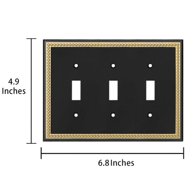 Harmon Black and Brushed Gold Triple Toggle Decorative Switchplate Cover