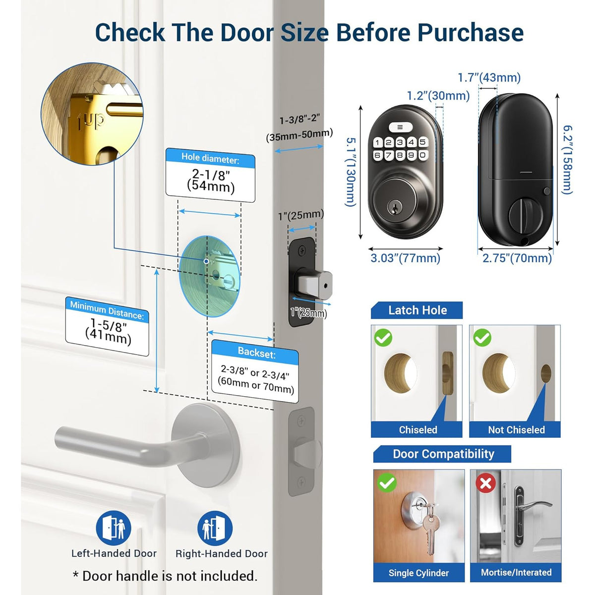 Keyless Entry RZ-A Matte Black Keypad Deadbolt