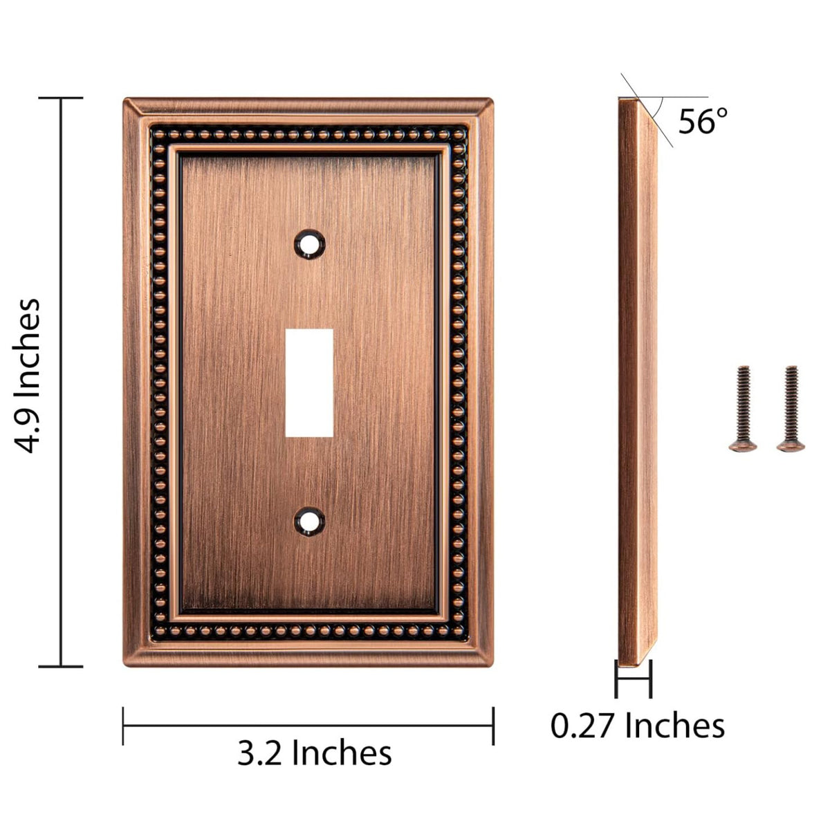 Harmon Antique Copper Single Toggle Decorative Switchplate Cover