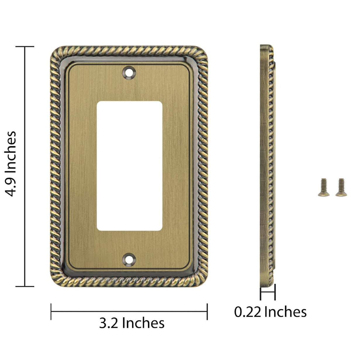 Harmon Antique Brass Single Decora Rope Edge Switchplate Cover