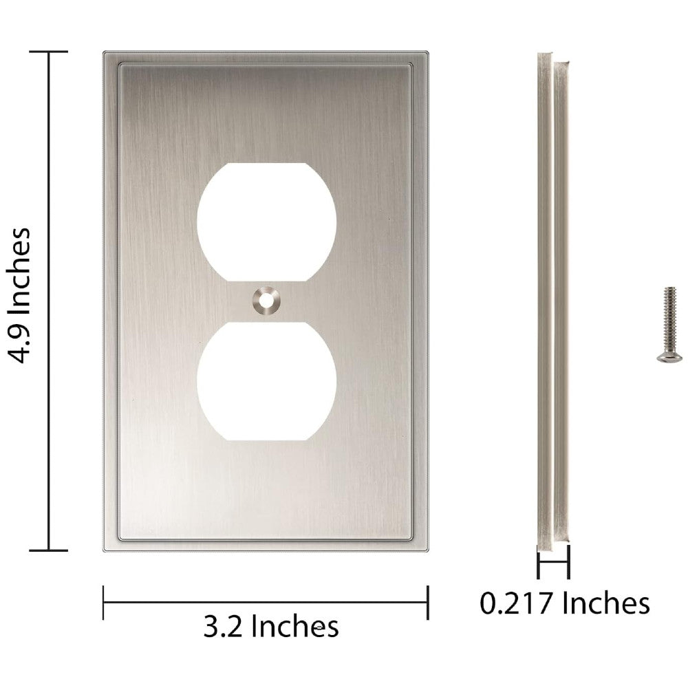 Harmon Satin Nickel Single Duplex Soft Modern Outlet Cover