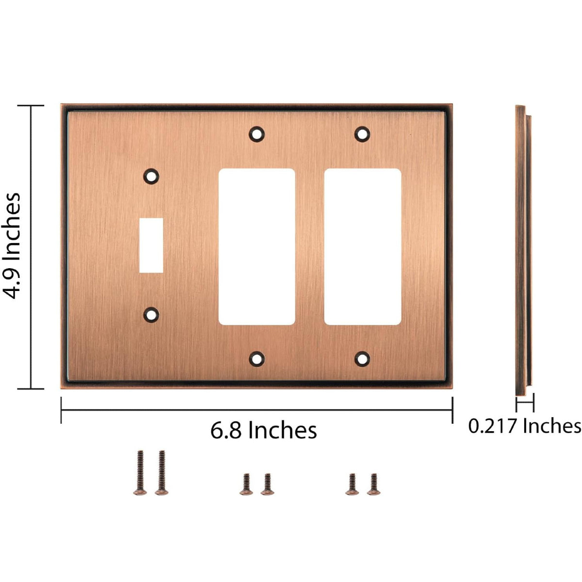Harmon Antique Copper Single Toggle / Double Decora Soft Modern Switchplate Cover