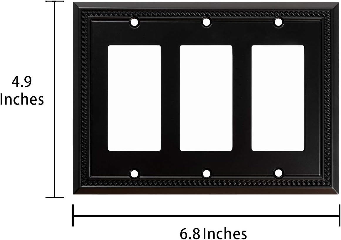Harmon Matte Black Triple Decora Decorative Switchplate Cover